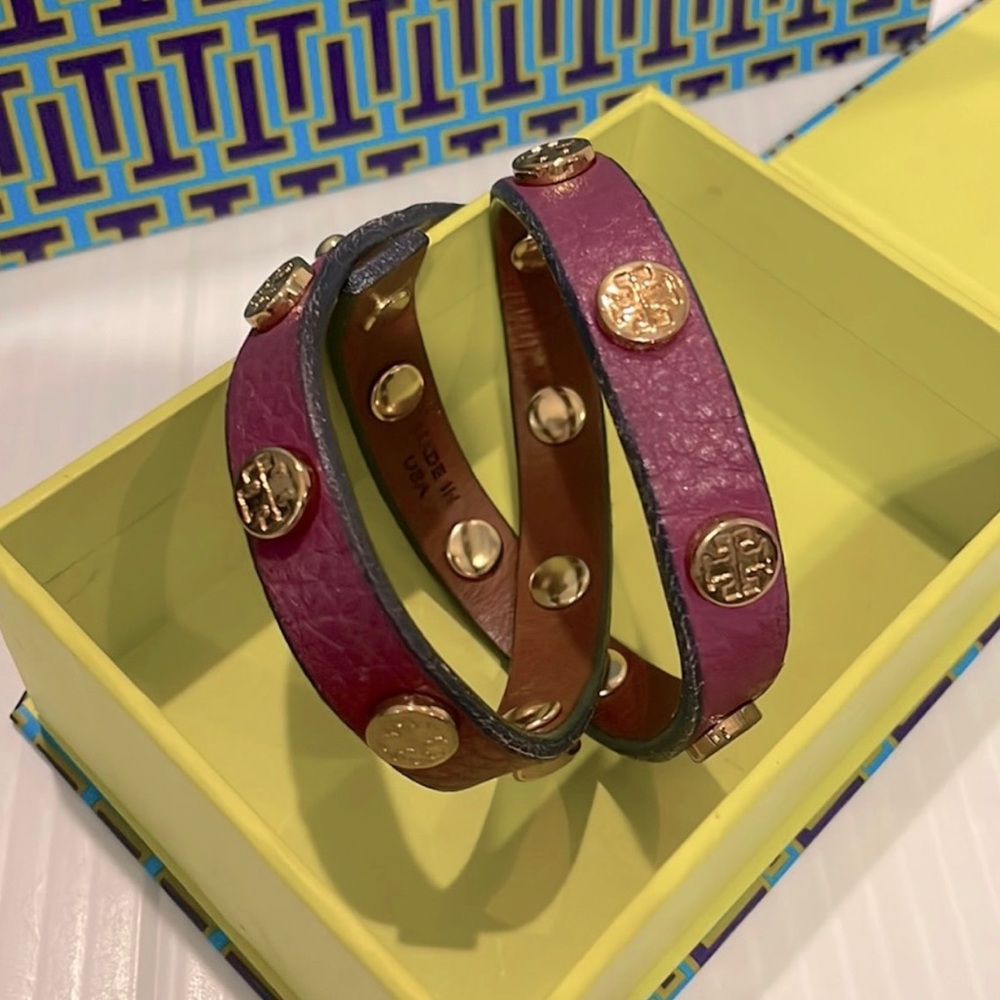 Tory Burch double wrap leather bracelet